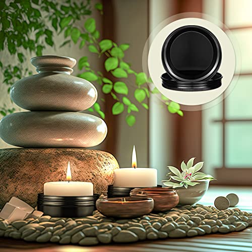Honeydak 100 Pack 4 oz Aluminum Tins with Lids Metal Containers Screw Top Round Tin Cans for Cosmetic Lip Balm DIY Salves Wax (Black) by Honeydak - Image 6
