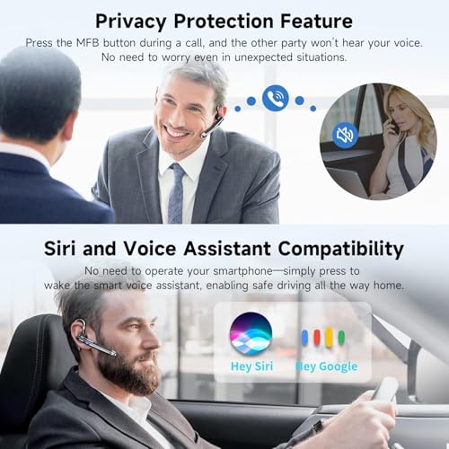 Image of Bluetooth Headset V6.1,100Hrs Talk Time Wireless Earpiece with Mic for Work,CVC8.0 Noise Cancelling Wireless Earbud, Business Earbud with 500 mAh Charging Case for Trucker /Home /Office Work