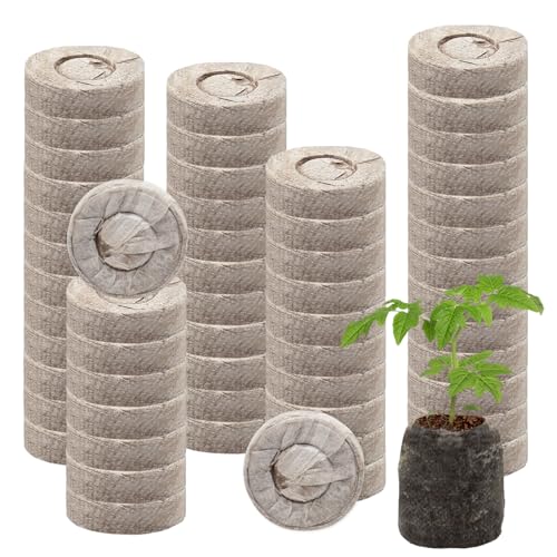 Halatool 55 Pcs 30mm Peat Pellets Block Potting Soil for Seedlings, Compressed Garden Soil Seed Starter Nutrient Peat Pods for Starting Seeds, Planting Flowers, Vegetables, Herbs