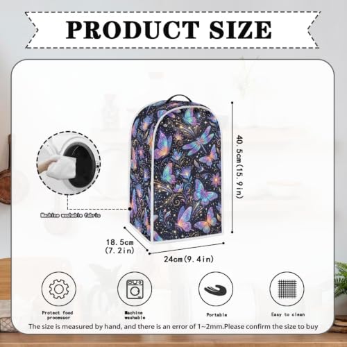 Image of Talayituse Galaxy Butterfly Dragonfly Print Blender Dust Cover, Fingerprint Protection Cover for Stand Mixer or Coffee Machine, Home Kitchen Appliance Covers for Stain Dust Resistant Supplies