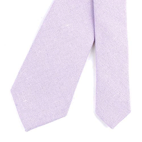 Image of Elfeves Men's Skinny Solid Color Tie Causal Cotton Linen Narrow Slim cut Necktie