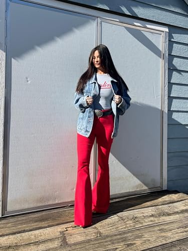 Willow Boutique High Waisted Bootcut Jeans for Women – Stretchy Bell Bottom Flare Pants | Western Bottoms for Women - Red4