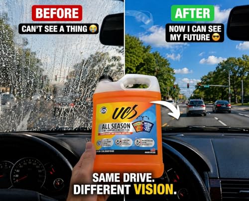 Image of UCS Advanced All-Season Windshield Washer Fluid -27F, Water Repellent Technology, Powerful Bug Remover, Streak-Free Cleaning, Ready-to-Use RTU, 1 Gallon