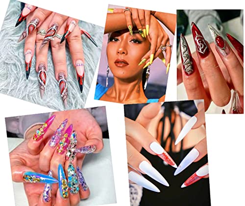 JZK 500x Clear Extra Long Half Cover Stiletto Nail Tips for Acrylic Extensions Long Pointy False Nail Tips for Gel And Acrylic Nails Finger Nail Extension Tips For Nail Salon - Image 4