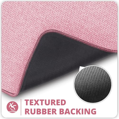 Bath Mat,Ultra Thin Bathroom Runner Rugs,Large Bath Mats for Bathroom,Quick Dry,Non-Slip,Machine Washable,Low Pile,Bath Rug,Shower Outside,Sink,Home Decor Accessories.Pink,2'x5'(24x60inch)