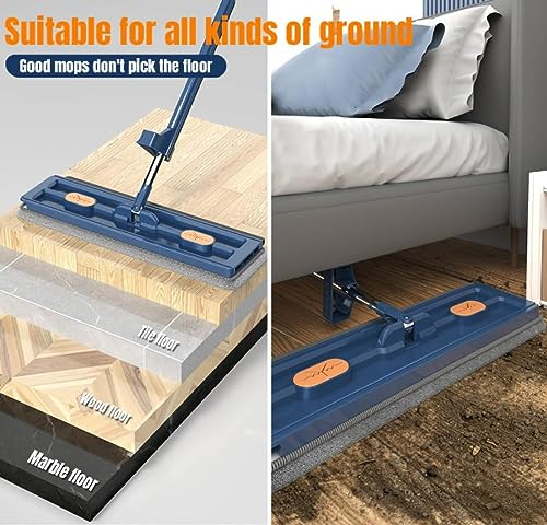 Balai plat blanc avec 2 serpillères microfibre réutilisables pour sols - 5