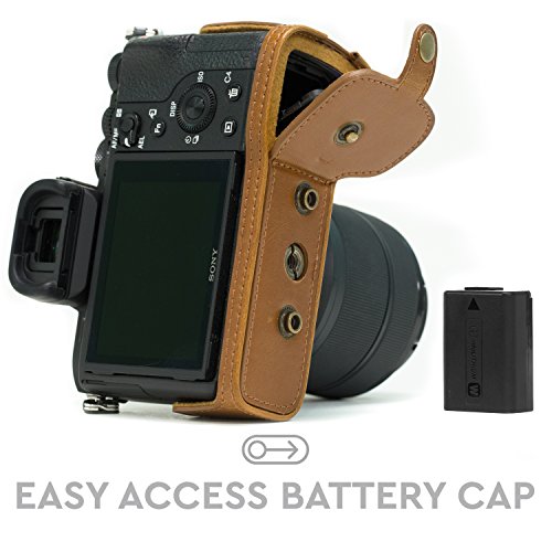 MegaGear Sony Alpha A7S II, A7R II, A7 II (28-70mm) Ever Ready Leather Camera Case and Strap, with Battery Access - Light Brown - MG1122 by MegaGear - Image 7