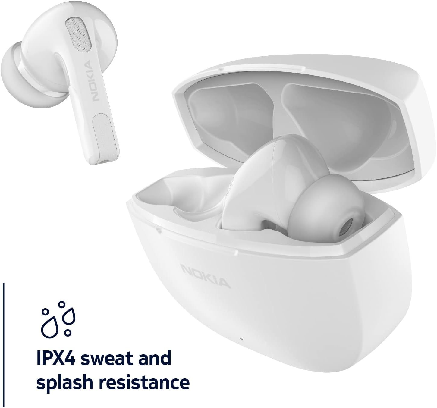 Nokia Go Earbuds+ True Wireless Earbuds TWS-201WH - Portable Bluetooth 5.0 in-Ear Headphones with Touch Control - Comfortable Fit, Voice Assistant-Enabled, 26 Hours Use with Charging Case - White