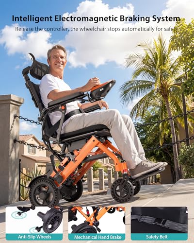 Image of 37 lb Lightweight Electric Wheelchair, Electric Wheelchairs for Adults Foldable with Headrest, 15 Miles Range Motorized Wheelchair for Seniors, All Terrain Portable Power Wheelchair, 330 lb Capacity