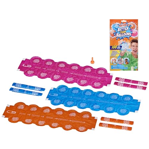 Nerf Better Than Balloons Wasserspielzeug, 108 Wasserkapseln, leicht zu befüllen, perfekt für Wasserschlachten unter Freunden, für Jungen und Mädchen