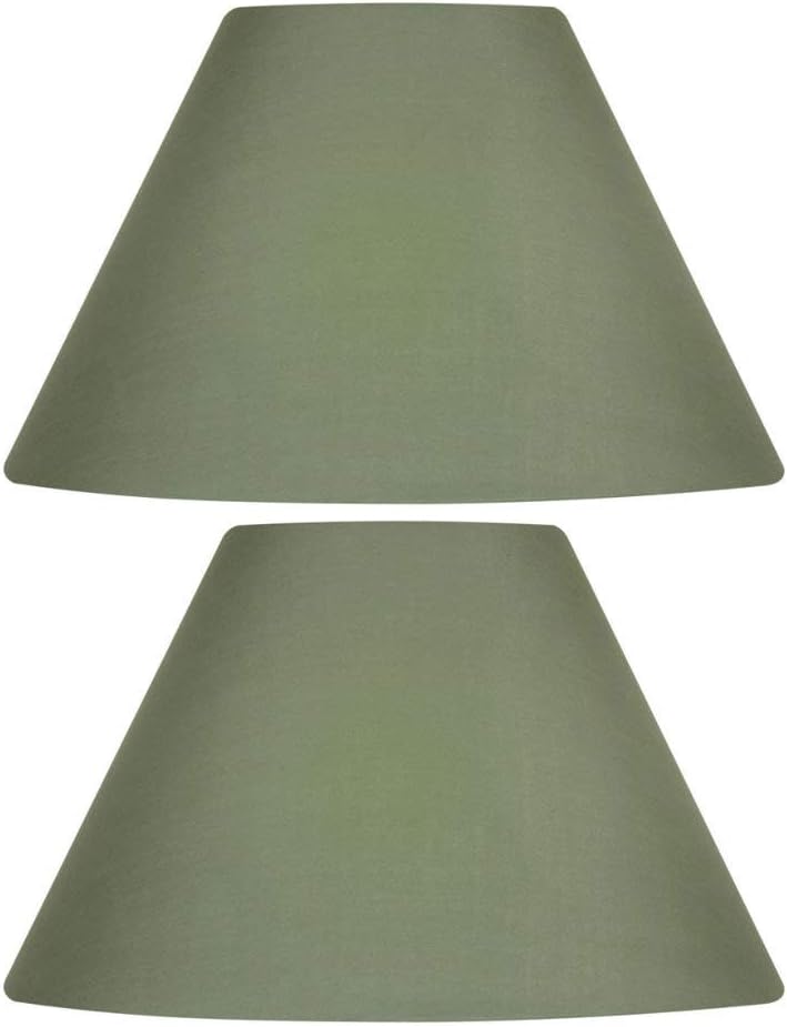 2 Pack - Sage Green 10" Cotton Coolie Fabric Vintage Lampshade with Reversible Gimble & Shade Reducing Ring to Fit All Types of Lampholders - Sold in Pairs