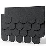 Pack of 18pcs Asphalt Roof Shingles 2.61sqm Self-adhesive Sheds Roofing Felt Shingles Tiles for Most Roof of Sheds Arbour Porch Wendy House Doghouse Log Cabin (Fish-scale Shingles, Black)