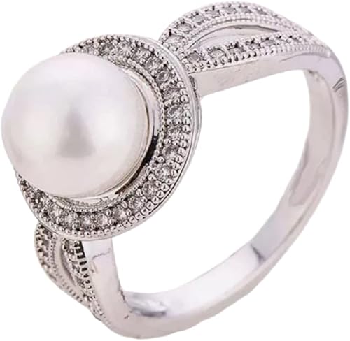 Lzz Fashion Lady 925 Anillo de plata esterlina perla blanco zafiro blanco perla cultivada de agua dulce y circonita cúbica anillo de joyería de boda