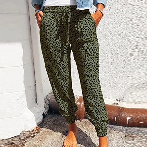 Zquehuo Plus Size Sweatpants For Women Leopards Printed Workout Yoga Pants Athletic Joggers Gym People Trackpants Slacks (4X-Large, Green) #TOP1