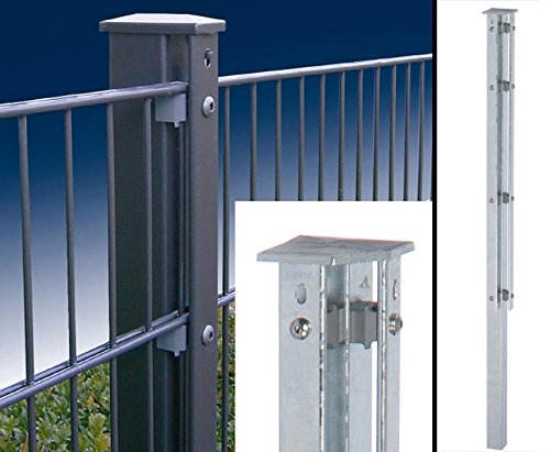 Preisvergleich Produktbild bambus-discount.com Ranko Eckzaunpfosten 200cm anthr. 60x60mm für Doppelstabmatten 140cm, zum einbetonieren