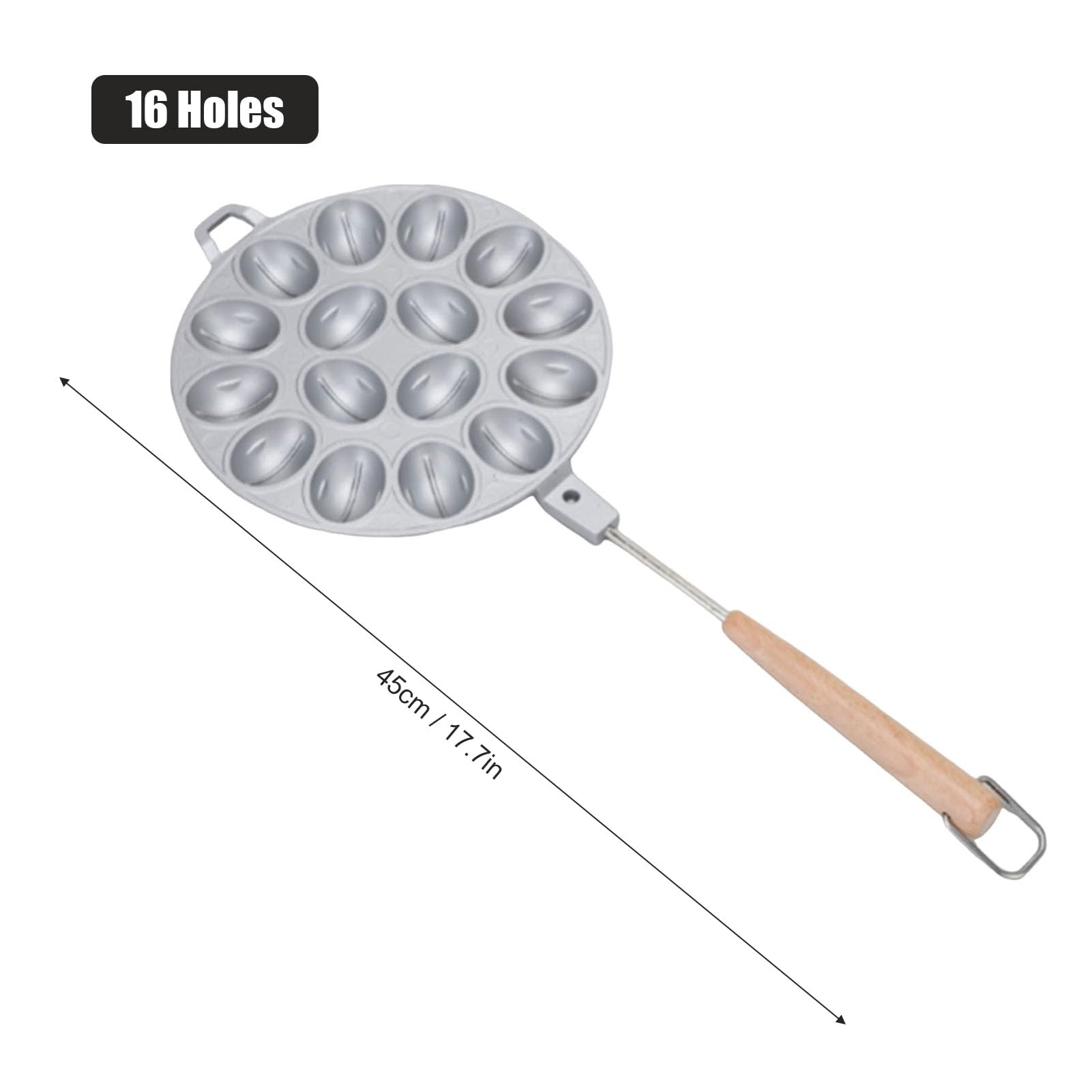 Walnut Cookie Maker, 12Hole Oreshki Cake Mold Nut Cookie Presser - Non Stick Aluminum Baking Pan with Wood Handle for Russian Cookies (16 Holes)