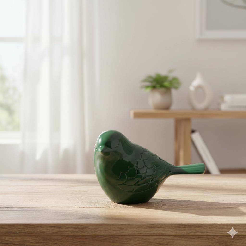 Song Bird Green Colour Keepsake Cremation Urn Peaceful and Elegant Memorial for Ashes Handcrafted Aluminium Funeral Urn (Dimensions 4.75" L x 3" W x 3" H)