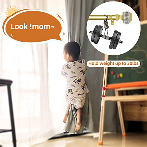 Ycolnaefllr 1 Inch Diameter Gold Double Curtain Rods For Windows 48 To 84 Inch, Adjustable Telescoping Double Curtain Rod With Square Marble Finials, Brackets #TOP5