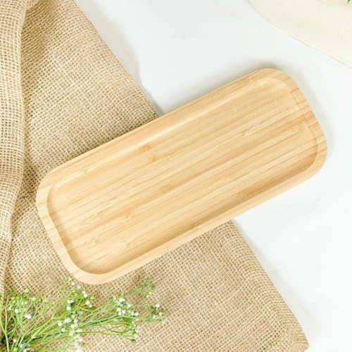 3 Bandejas Bambu Lavabo Decorativa Café Retangular 28cm