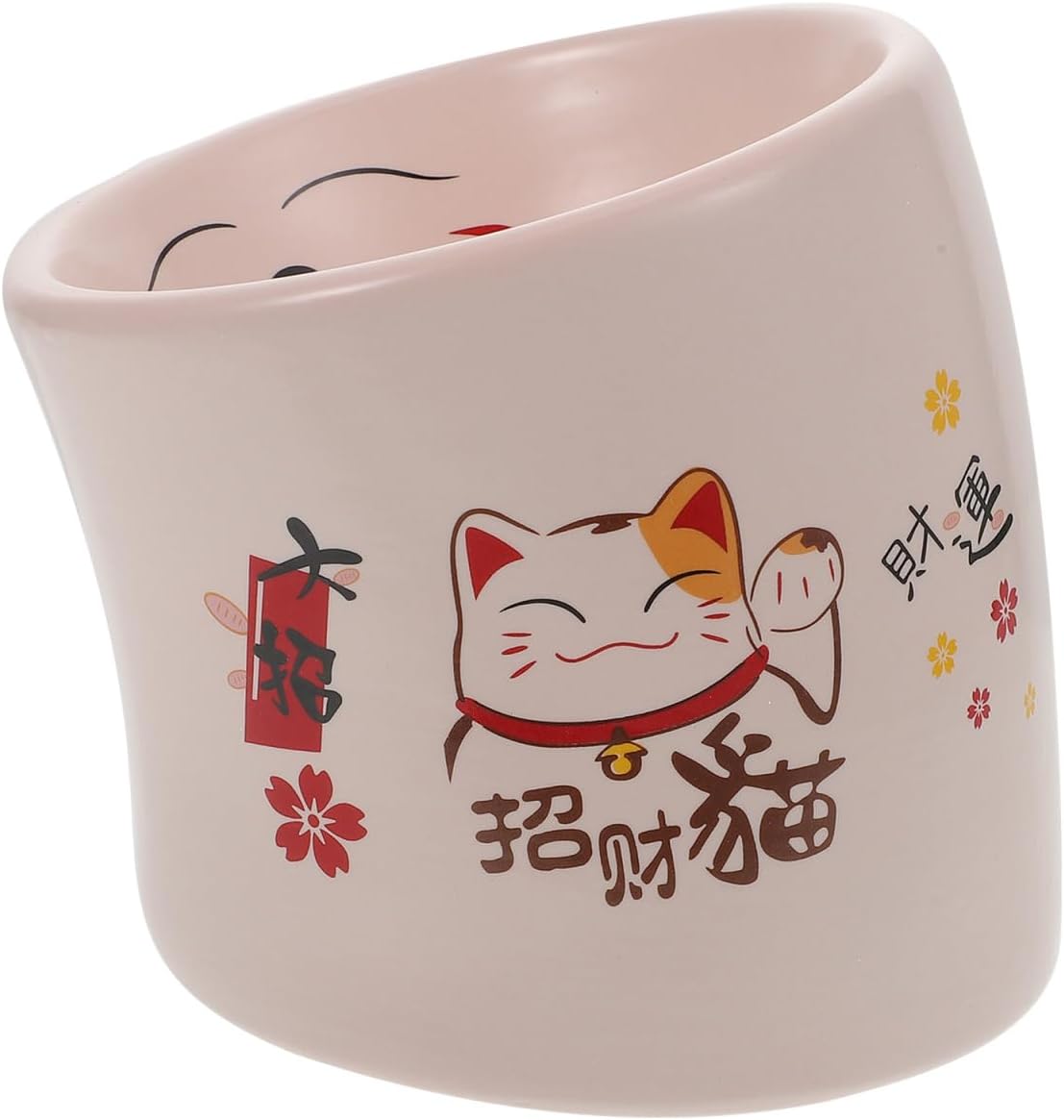 Homoyoyo Anti-Spill Elevated Ceramic Cat Bowl Pink with Neck Protection, Non-Skid Pet Feeding Dish for Kittens and Cats, Sturdy Pet Water Drinking Holder for Home Use