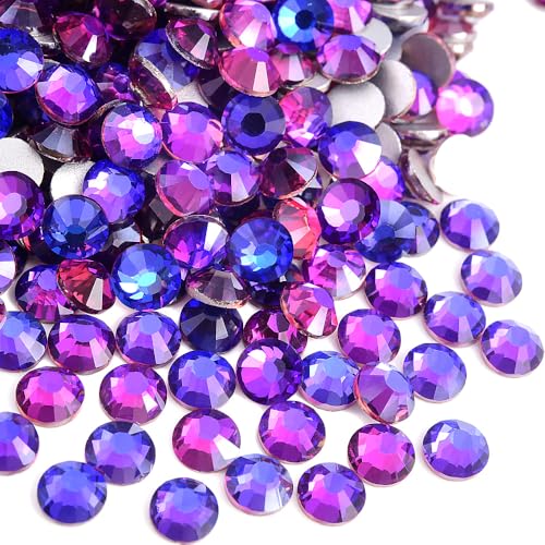 Image of 1440Pieces SS6 /1.9-2mm Flat Back Crystal Rhinestones Round Gems for Nail Art,Purple Velvet