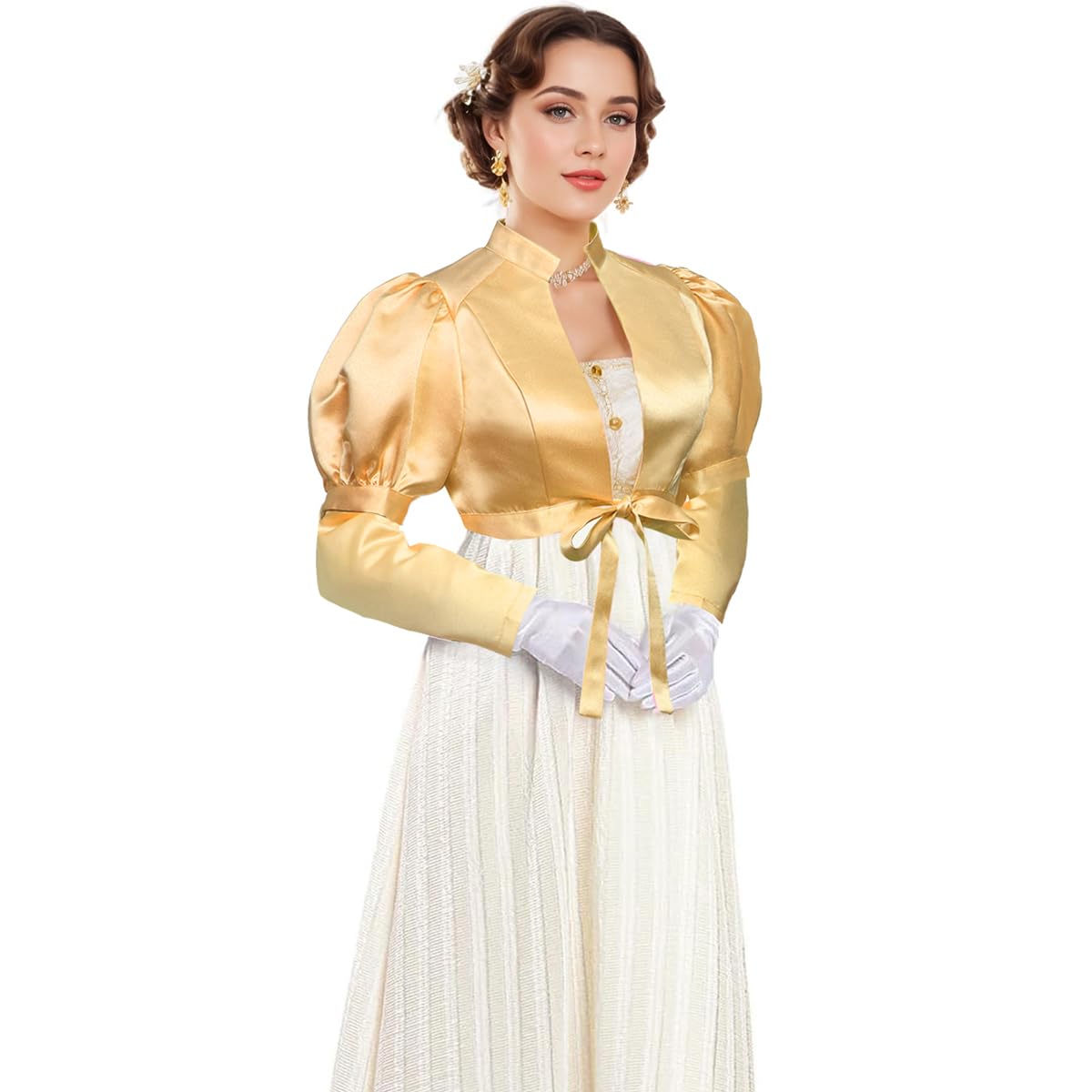 Chaqueta Regency Spencer para Mujeres, Blusa de Cintura Alta Tops de Vestido de Baile Victoriano Costume