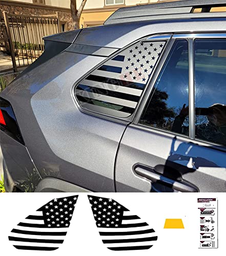 Xinghe for Toyot@ Rav4 2019-2025, Rear Side Window American Flag Decals, Matte Black USA Flag Decal for Truck Window, for Rav4 Accessories