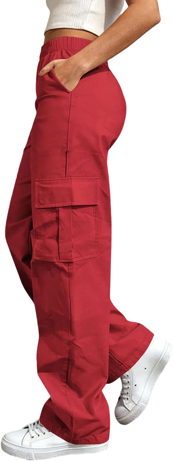 High Waisted Cargo Pants for Women Wide Leg Casual Pants Straight Leg Trousers Cargo Dress Pant Y2k Streetwear