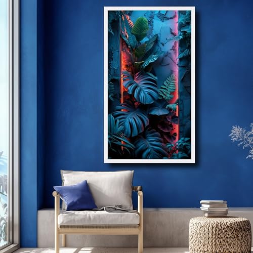 Tableau jungle tropicale néon 50x90cm sans cadre pour une déco moderne - 4