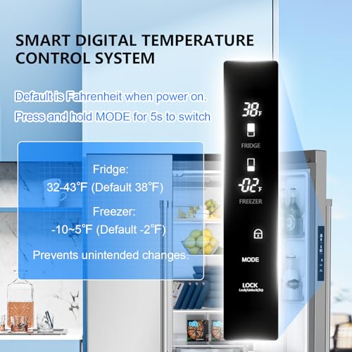 Image of Antarctic Star 17.5 Cu Ft French Door Refrigerator, Bottom Freezer with Built-In Automatic Ice Maker, Fast Cooling & Multi-Air Flow, Inverter Compressor, Stainless Steel VCM, LED Touch Display, Silver