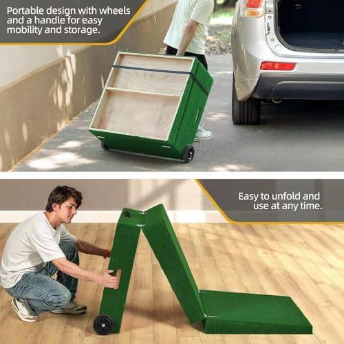 Baseball Pitching Mound w/Base & Wheels, Foldable Design for Youth Training, Suitable for Indoor and Outdoor Use
