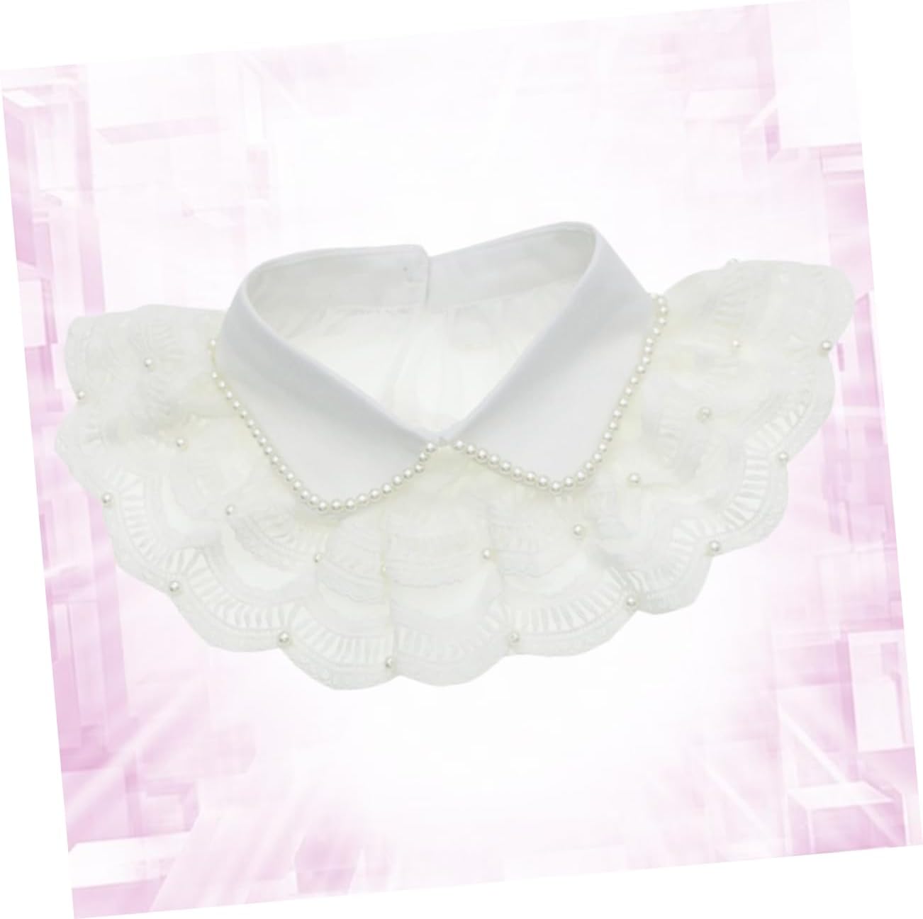Lace False Collar with Pearl Cape Cotton Accessory