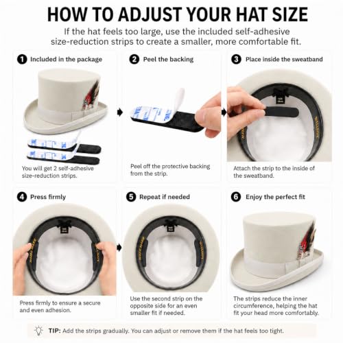 Image of Wool Top Hat for Men Women Topper Hat Mens Tall Tophat Christmas Costume