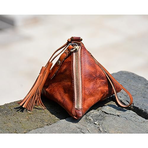 1PCS Genuine leather - Retro Medieval - Cowhide Purse Coin Purse Coin Pouch Coin Holder Change Purse for Women & Men Wristlet Wallets for Women Keychain Wallet Mini Wallet (Brown)3