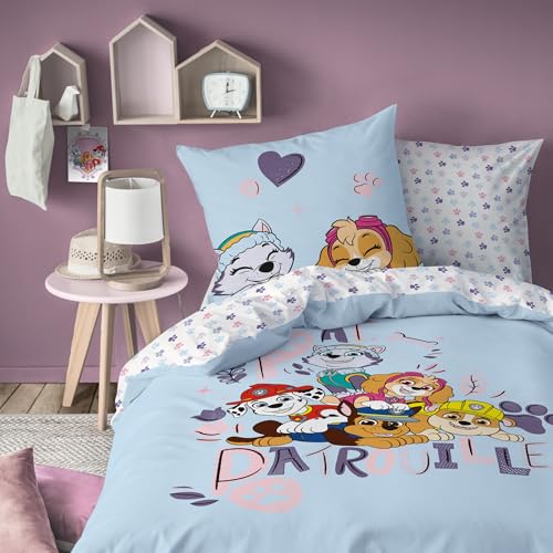OMYDREAM Pat Patrouille WAF Parure de lit Enfant | 100% Coton | Oeko-TEX | Housse de Couette 140x200cm + 1 Taie d'oreiller 63x63cm | Imprimé Garçon | Bleu