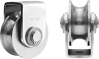 Roue de rail robuste en forme de U pour portail coulissant 16 mm de large – Galet en acier inoxydable 304 avec double roulement, capacité de charge jusqu