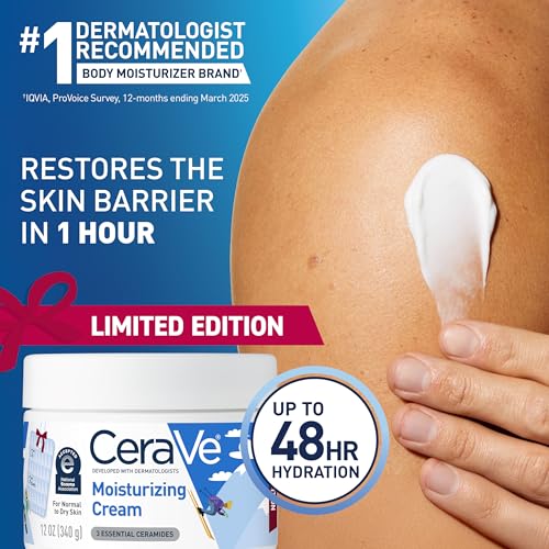 CeraVe Après Ski Moisturizing Cream, Body and Face Moisturizer for Dry Skin, Hyaluronic Acid and Ceramides, Daily Moisturizer, Oil-Free, Fragrance Free, Non-Comedogenic, Limited Edition, 12 Ounce - 7