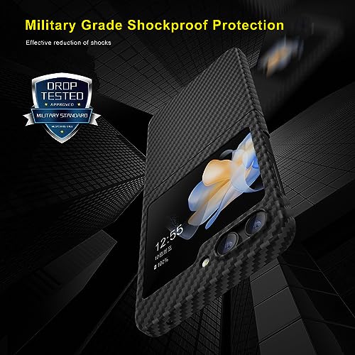 Memumi ASC22KF002B5 𝟐𝟎𝟐𝟑 Real Aramid Fiber For Samsung Z Flip 5 Case, Sturdy Durable Aramid 0.5 Mm Slim Case For Galaxy Z Flip5 Carbon Fiber Aramid Fiber thumb #4