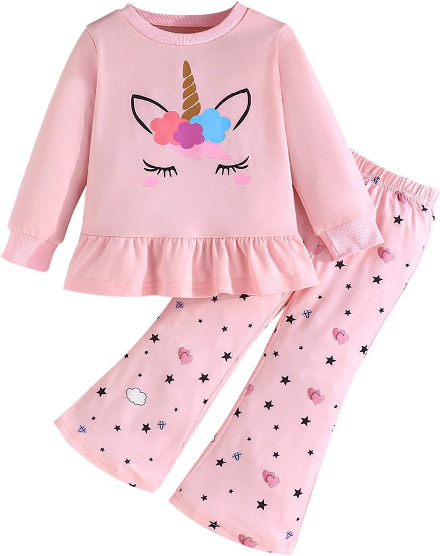 Pilipulu Mädchen Outfit Set - Sweatshirt Mit Leggings Und Einhorn-Motiv
