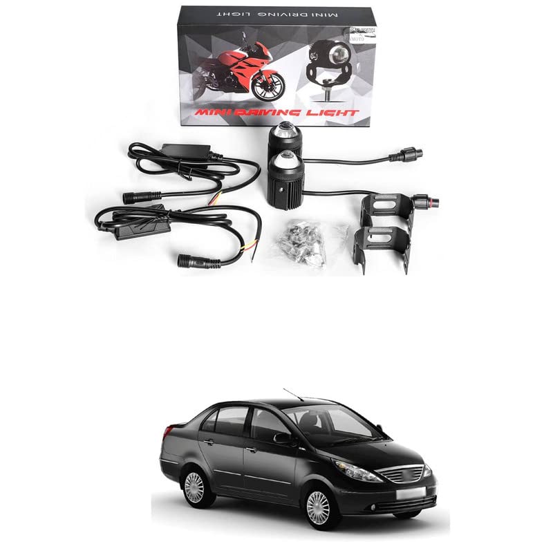 LOVMOTO Universal Mini drive DC Power Mini Driving Fog Light For All Motor-cycle, Bi-kes, Scoo-ters, C-ars, Projector Light 2 Color White/Yellow Comfortable For Indi-go Man-za