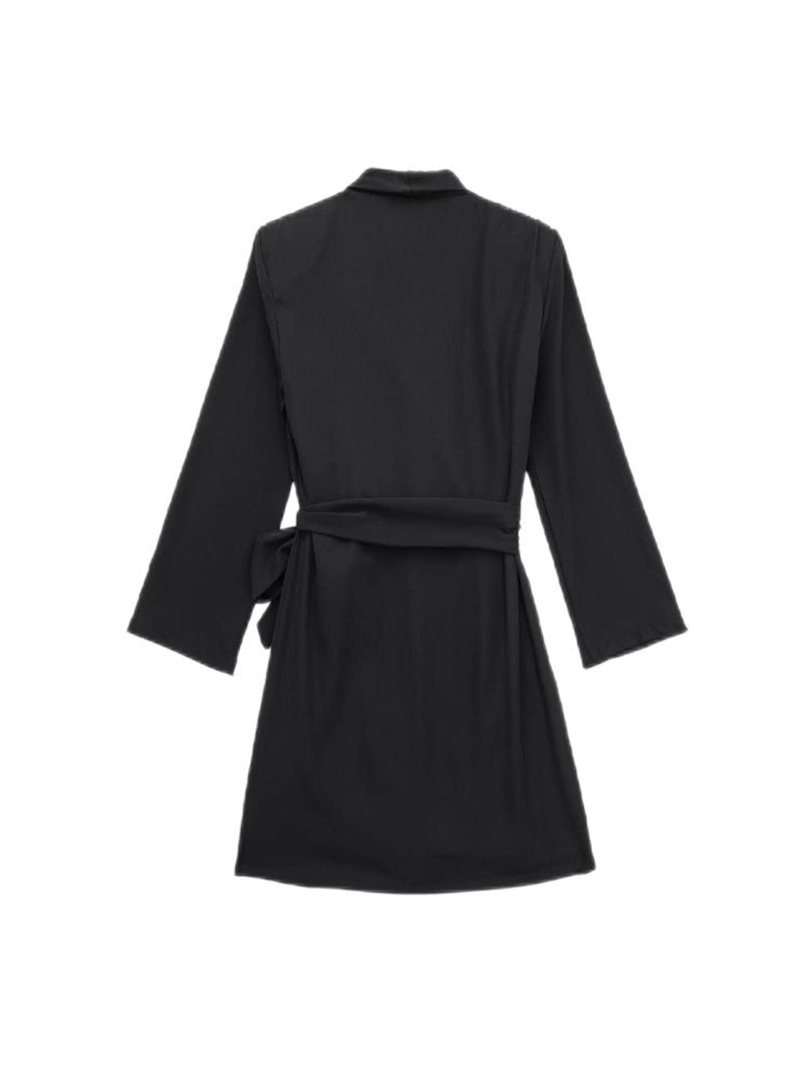 Moda donna con fiocco legato pieghettato Wrap Mini abito Vintage V collo manica lunga abiti femminili