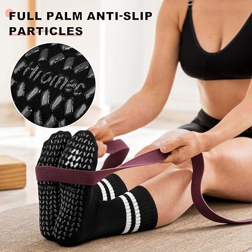 Image of Pilates Socks with Grips for Yoga, Barefoot, Ballet, Barre, Hospital Non Slip Anti Skid Socks for Women and Men