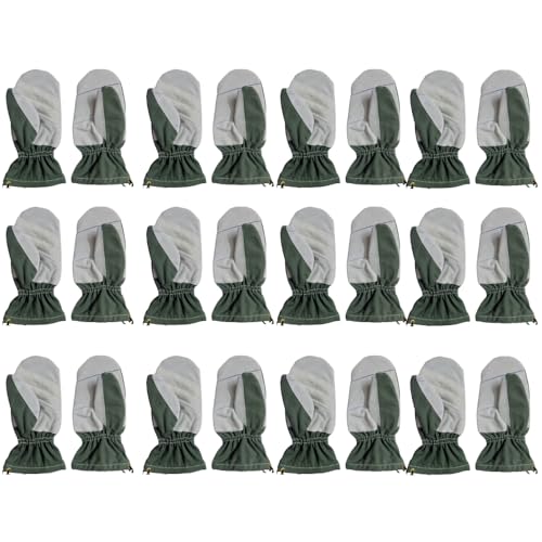 Image of White Tech Rappelling Mitten Gloves (12Pair) Slithering Mittens Gloves Heavy-Duty Leather Anti-Slip Lightweight Perfect for Zip line Climbing Activities & Military Training