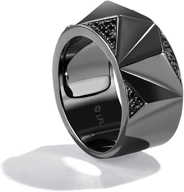 Jewelili Star Wars™ Fine Jewelry Dark Armor for Men | Silver & Black Rhodium Band | 1/6 Cttw Black Diamonds | Star Wars Gifts for Men | Jewelry with Gift Box