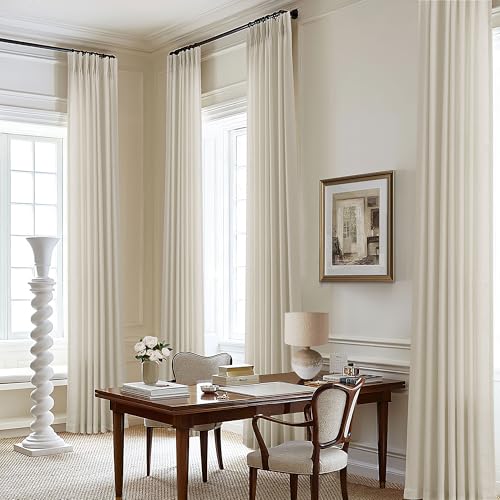 Greyish Beige Linen Curtains 96 Inches Long Memory Shape Trained Pinch Pleated Curtain for Living Room with Hooks Rings Back Tab Pinch Pleat Greige Drapes 96 Inch Length for Boho Bedroom 1 Panel - Image 7