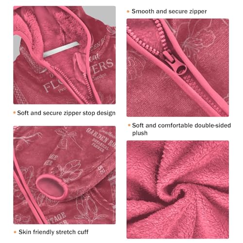 OTVEE Romantic Paris Pink Eiffel Tower Kids Hoodie Jacket Fall Spring Full Zip Warm Outwear Coat3