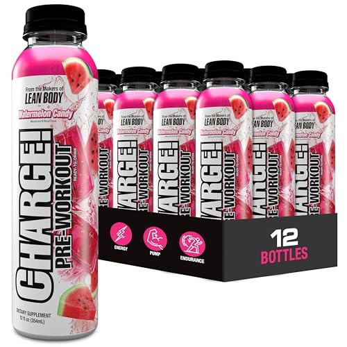 Image of LABRADA Charge Pre Workout Watermelon Candy RTD Drink - Pump, Energy, Endurance Formula with 10g Glycerol, 6g L-Citrulline Malate, 4g Beta Alanine, 300mg Caffeine, + Total Hydration, 12 Servings