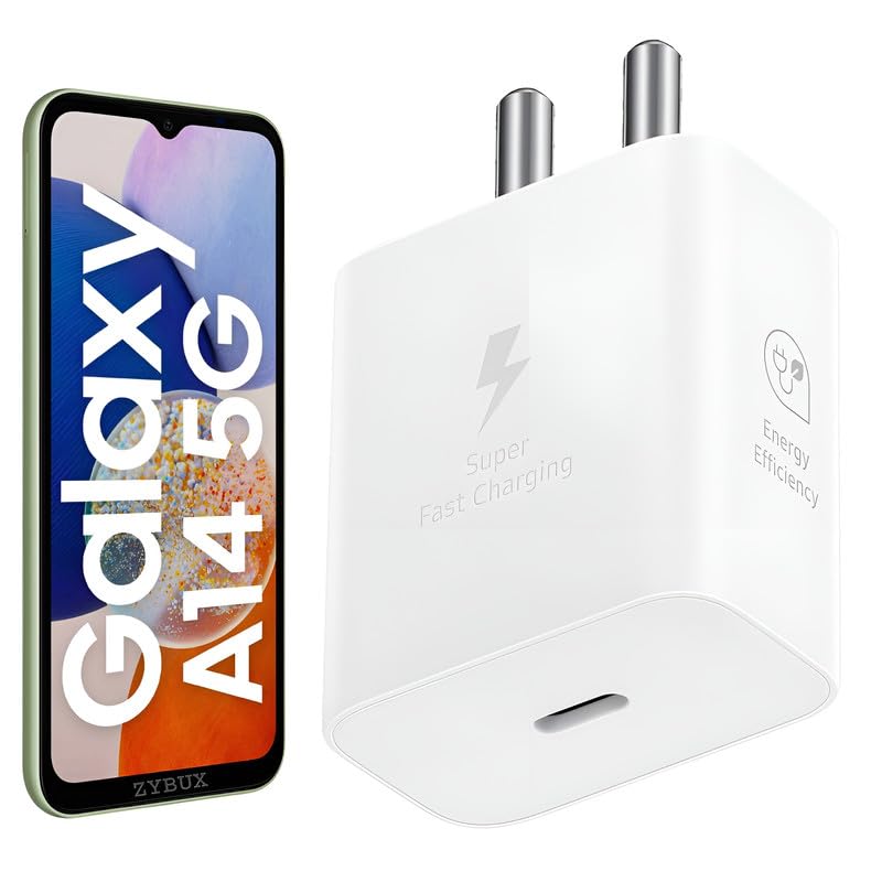 Image of 25W GaN Super Fast Type C Charger Adapter Compatible with Samsung A14 5G Mobile Phones, 25 w Charge Adaptor for Galaxy M35 /A35 /F35 /A15 /M15 /F15 /S21 fe /S23 fe /M14 /F14 USB-C Port Quick Charging, White