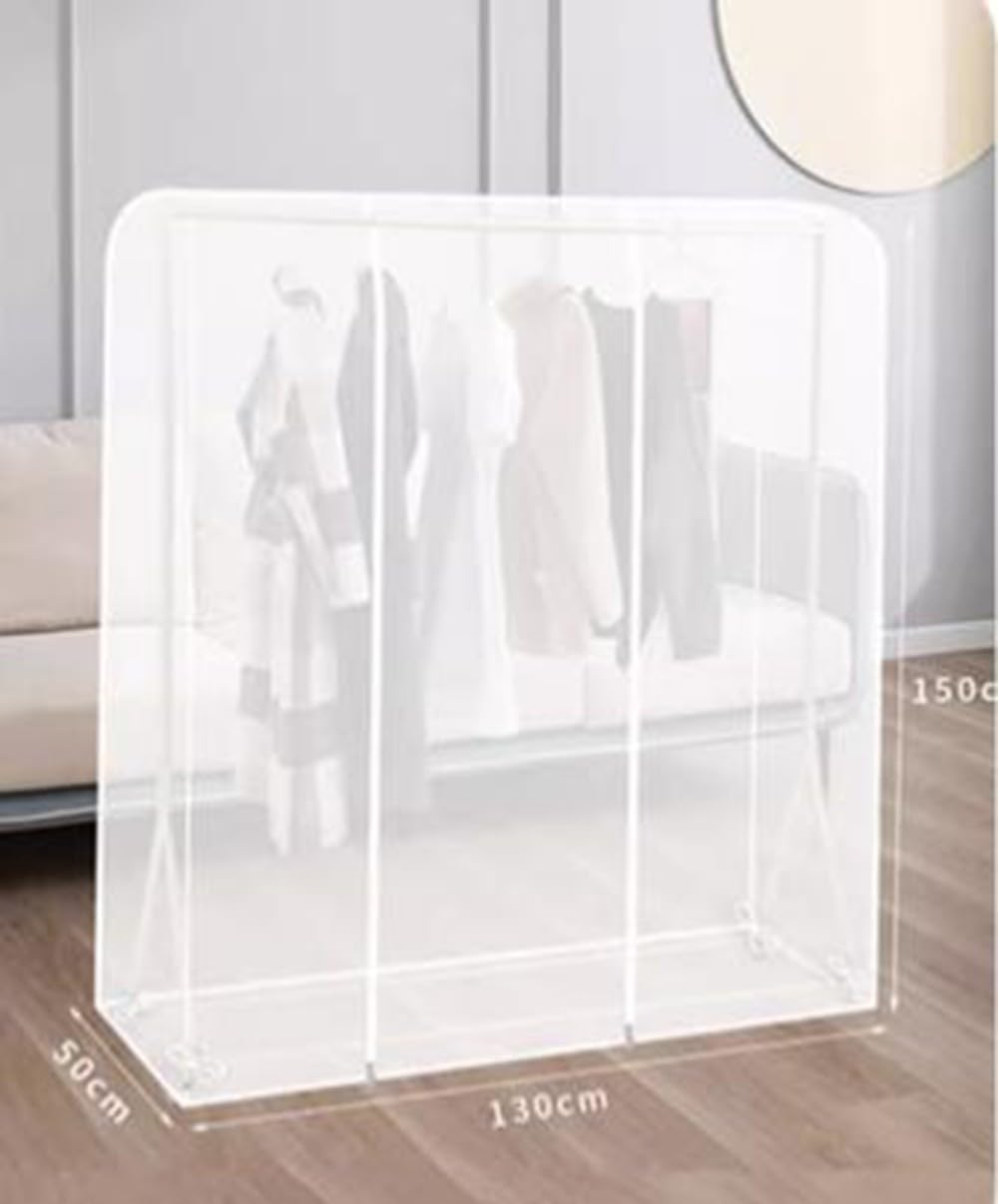 FLYUFO Copri Stand Appendiabiti, Grande Sacchetto per La Polvere Appeso Traslucido, Sacchetti per Riporre Vestiti Appesi con Cerniera, parapolvere per Camicie, Cappotti, Vestiti 130x50x150cm