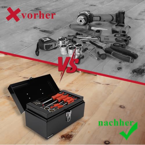 P.I.T. 30,5 cm Werkzeugkoffer Metall Leer mit Verriegelung, Schwarz – Ansicht 6
